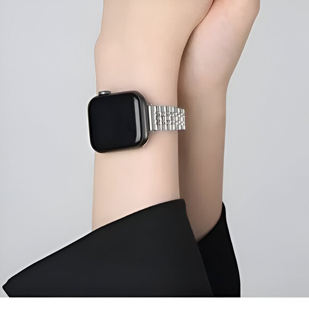 Apple Watch Band Adjustable Slim Stylish Strap Silver Stainless Chain Watch band - Picture 5 of 6